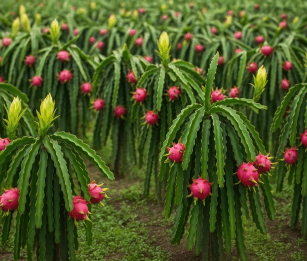 high density dragon fruit plantation