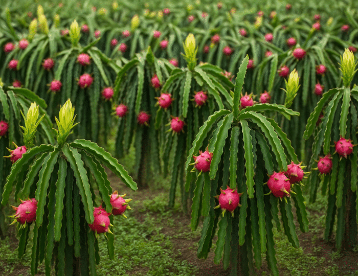 high density dragon fruit plantation